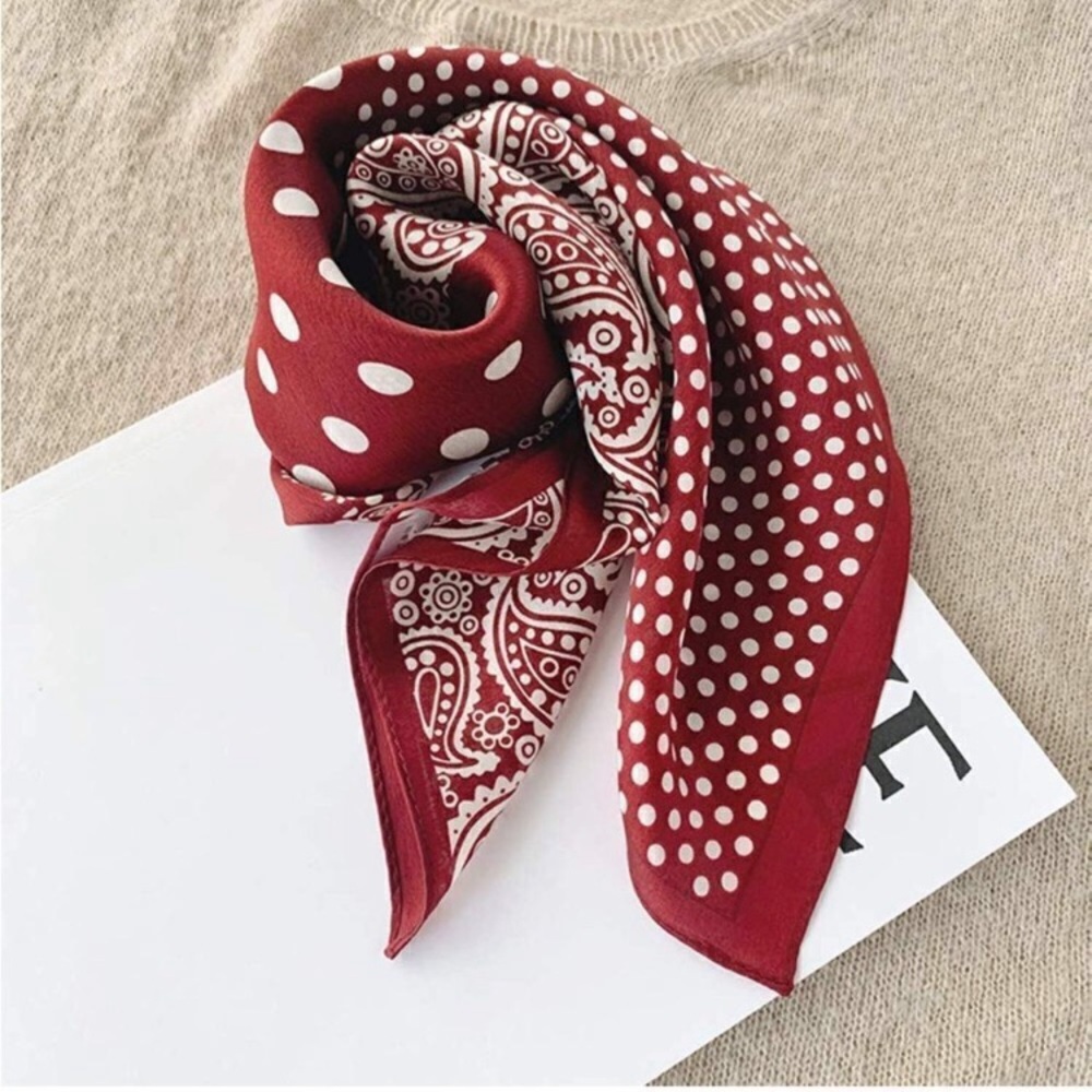 Red Dot and Paisley Mulberry Silk Neck Scarf